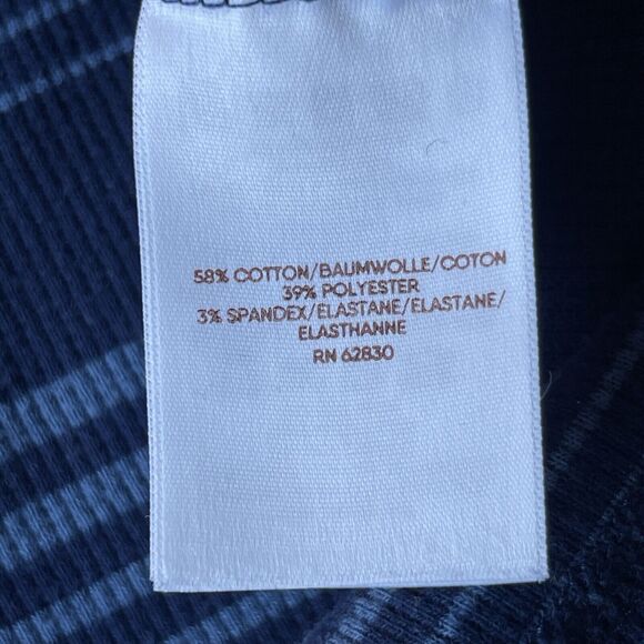 Blake Shelton x Lands End Henley Shirt Mens Large Blue Striped Ribbed Casual - Picture 5 of 10